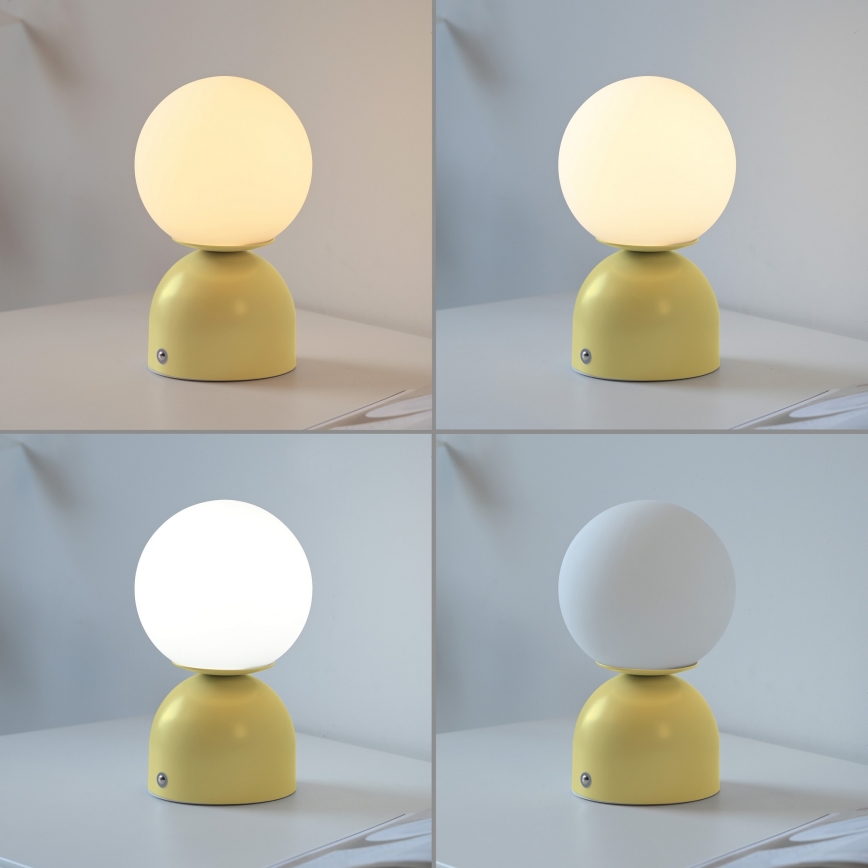 Schöner Wohnen RUDI 19218-81 - Lampă de birou LED reîncărcabilă, tactilă şi cu reglare a intensităţii, 1,2 W / 5 V, 3000–6000 K, 1200 mAh, galbenă