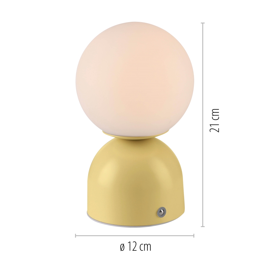 Schöner Wohnen RUDI 19218-81 - Lampă de birou LED reîncărcabilă, tactilă şi cu reglare a intensităţii, 1,2 W / 5 V, 3000–6000 K, 1200 mAh, galbenă