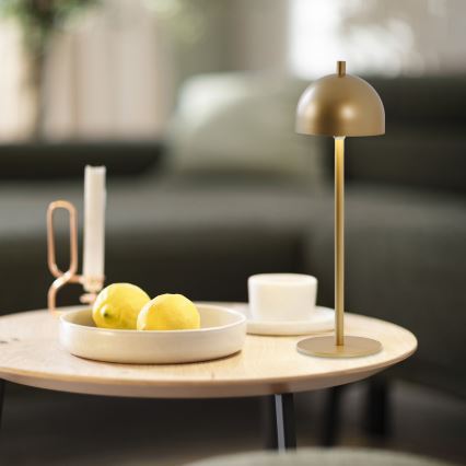 Schöner Wohnen 19244-12 - Lampă de masă LED BELLIS, reîncărcabilă, dimabilă, cu control tactil, pentru exterior, LED/2,5W/5V 2600 mAh IP54, aurie