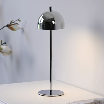 Schöner Wohnen 19244-17 - Lampă de masă de exterior reîncărcabilă BELLIS, LED dimabilă cu control tactil, 2,5W/5V, 2600 mAh, IP54, crom lucios