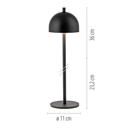 Schöner Wohnen 19244-18 - Lampă de masă LED reîncărcabilă pentru exterior BELLIS, dimabilă, cu control tactil, LED/2,5W/5V, 2600 mAh, IP54, negru