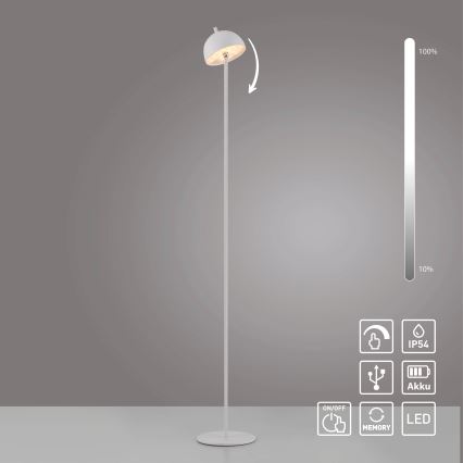 Schöner Wohnen 19245-16 - Lampă de podea LED reîncărcabilă pentru exterior BELLIS, tactilă și dimmabilă, LED 2,5 W/5 V, 2600 mAh, IP54, albă