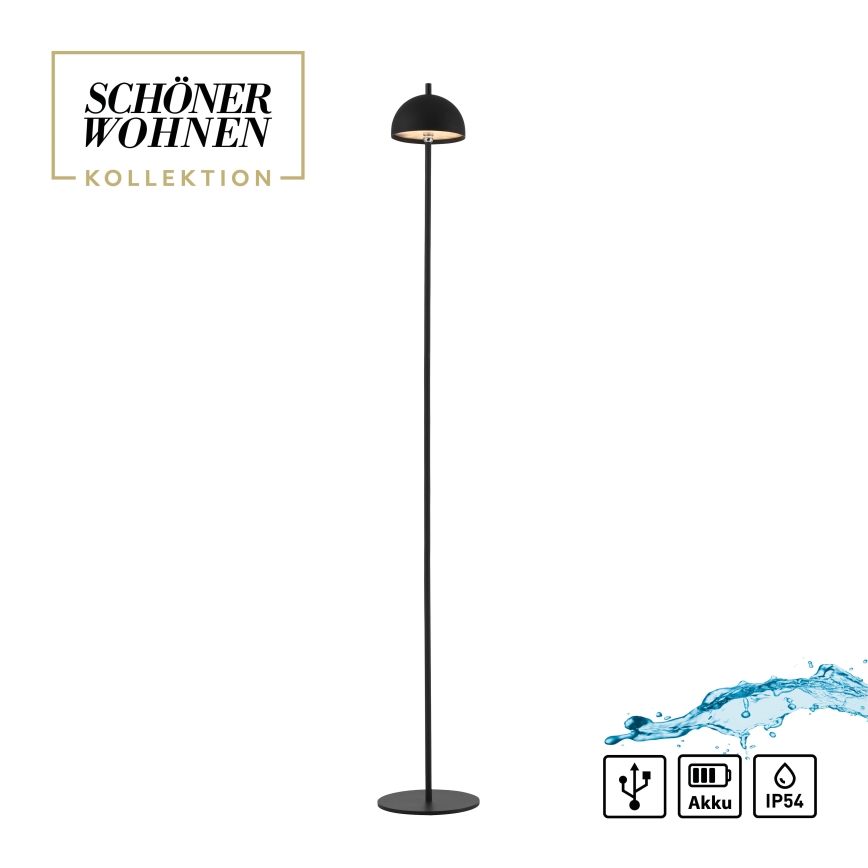Schöner Wohnen 19245-18 - Lampă de podea LED reîncărcabilă, reglabilă, cu control tactil pentru exterior BELLIS, LED/2,5W/5V 2600 mAh IP54, negru