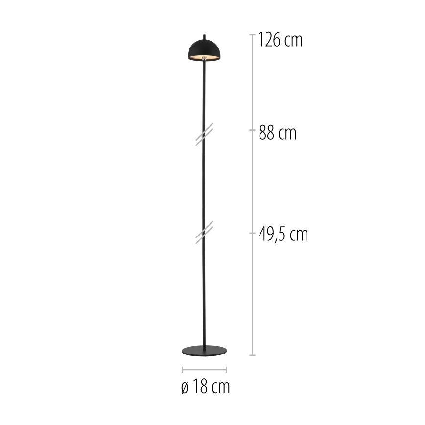 Schöner Wohnen 19245-18 - Lampă de podea LED reîncărcabilă, reglabilă, cu control tactil pentru exterior BELLIS, LED/2,5W/5V 2600 mAh IP54, negru