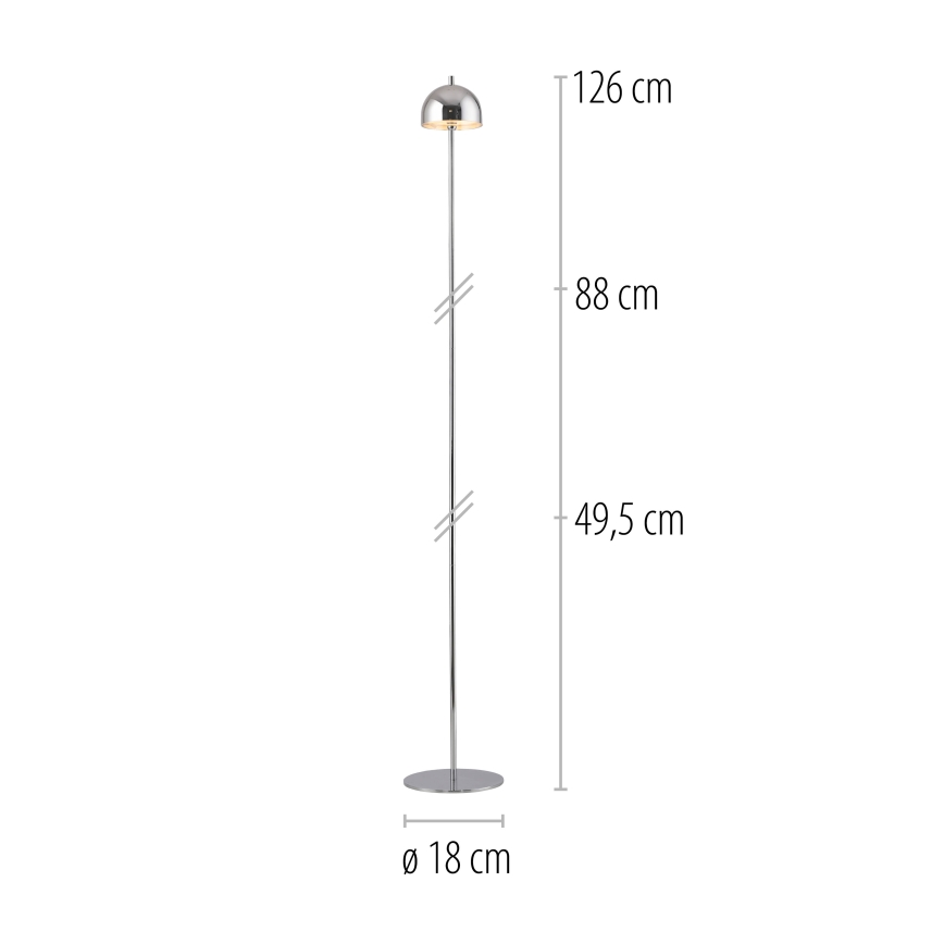 Schöner Wohnen 19245-17 - Lampadar reîncărcabil de exterior BELLIS, LED dimmabil, cu control tactil, 2,5W/5V, 2600 mAh, IP54, crom lucios