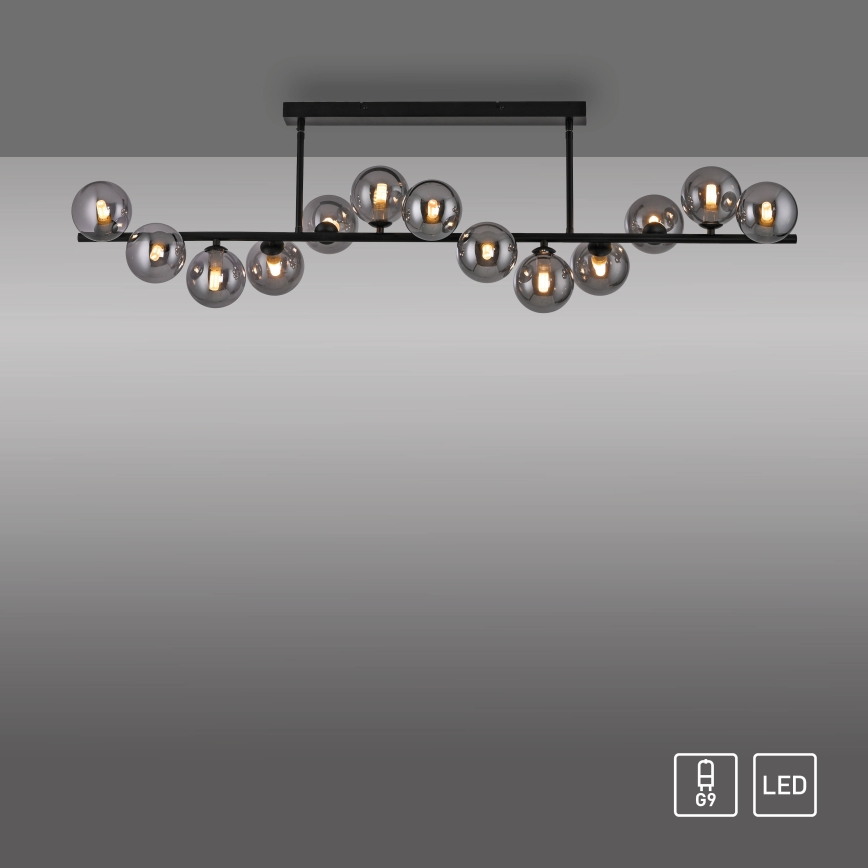 Schöner Wohnen DUBAI 14505-18 - Lustră LED pe tijă, 13xG9/3W/230V, negru/fumuriu