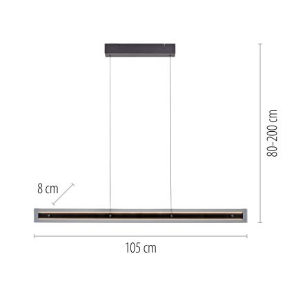 Schöner Wohnen 11316-18 - Lustră LED dimmabilă pe cablu LENA LED/32W/230V 105 cm neagră