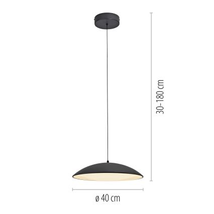 Schöner Wohnen 14606-18 - Lampă suspendată pe cablu LENTE, LED dimabil, 17W/230V, diametru 40 cm, negru
