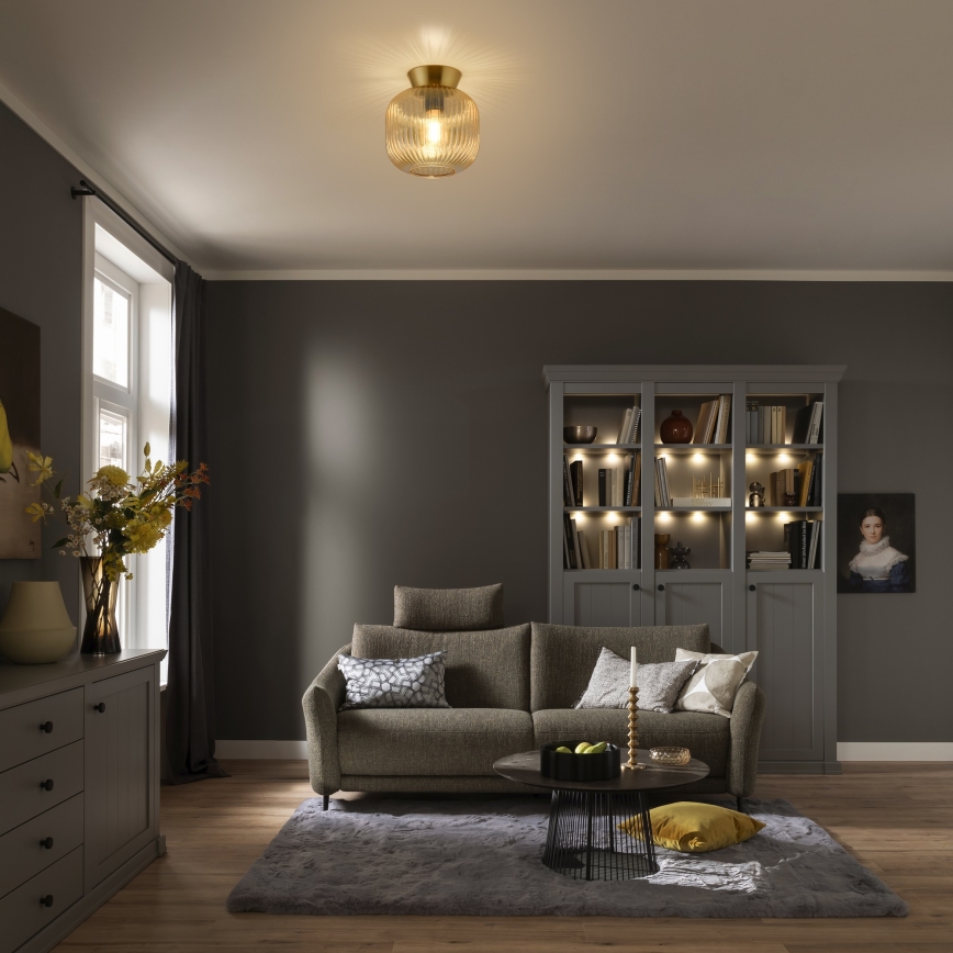 Schöner Wohnen 13574-27 - Plafonieră NAMI 1xE27/25W/230V, Ø 20 cm, auriu/bej/fumuriu