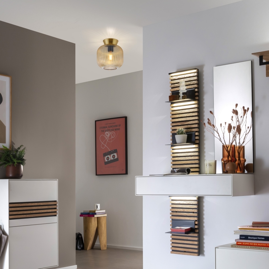 Schöner Wohnen 13574-27 - Plafonieră NAMI 1xE27/25W/230V, Ø 20 cm, auriu/bej/fumuriu