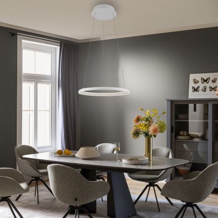 Schöner Wohnen 15570-16 - Lustră suspendată reglabilă pe cablu QUILLO LED/36W/230V Ø 60 cm, alb