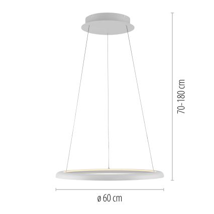 Schöner Wohnen 15570-16 - Lustră suspendată reglabilă pe cablu QUILLO LED/36W/230V Ø 60 cm, alb