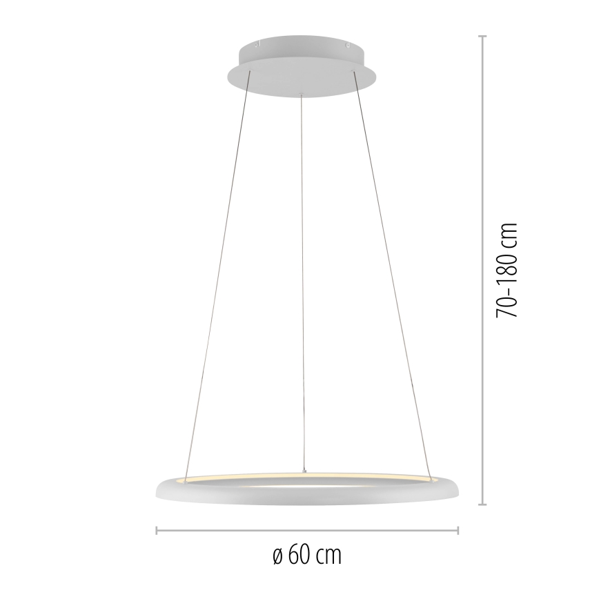 Schöner Wohnen 15570-16 - Lustră suspendată reglabilă pe cablu QUILLO LED/36W/230V Ø 60 cm, alb