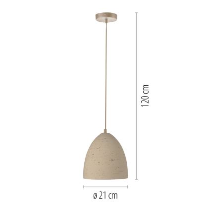 Schöner Wohnen TRAVENTA 12540-42 - Pendul cu cablu, 1xE27/40W/230V, Ø 21 cm, beton