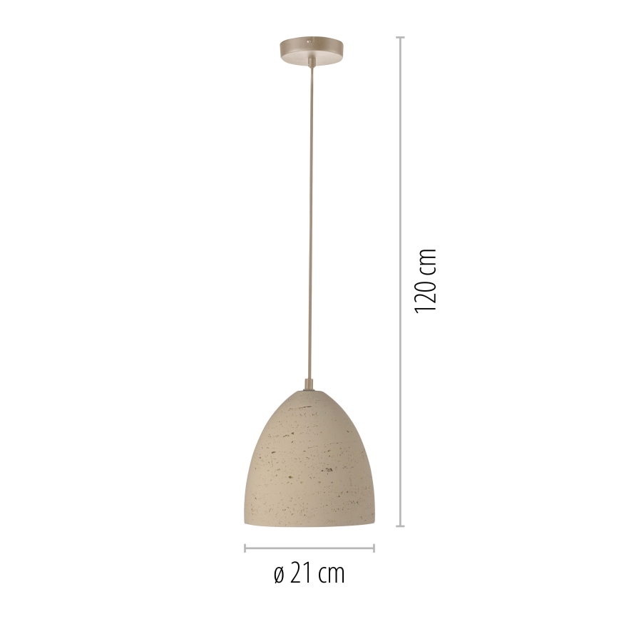 Schöner Wohnen TRAVENTA 12540-42 - Pendul cu cablu, 1xE27/40W/230V, Ø 21 cm, beton