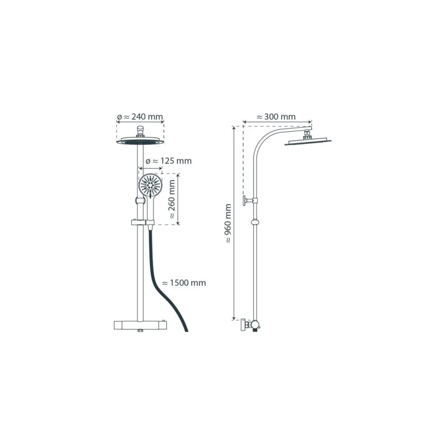 Schütte 60076 - Set de duș cu baterie termostatică MADURA FRESH, negru