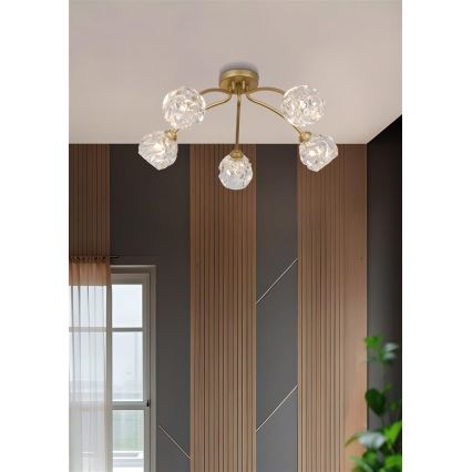 Searchlight - Lustră aplicată ASTRAL 5xG9/33W/230V aurie