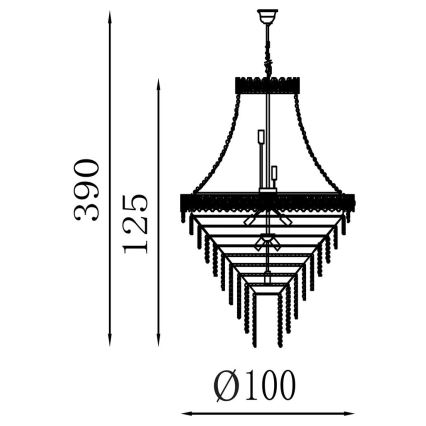 Searchlight - Candelabru pe lanț LOUIS PHILLIPE, 28 x E14, 60 W max., 230 V