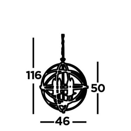 Searchlight - Candelabru cu lanț ORBIT, 4xE14/60W/230V, alamă