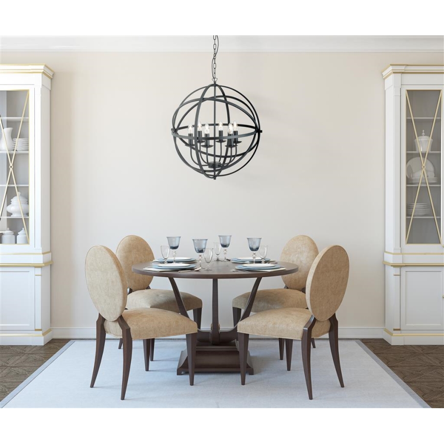 Searchlight - Lustru suspendat pe lanț ORBIT 6xE14/60W/230V negru