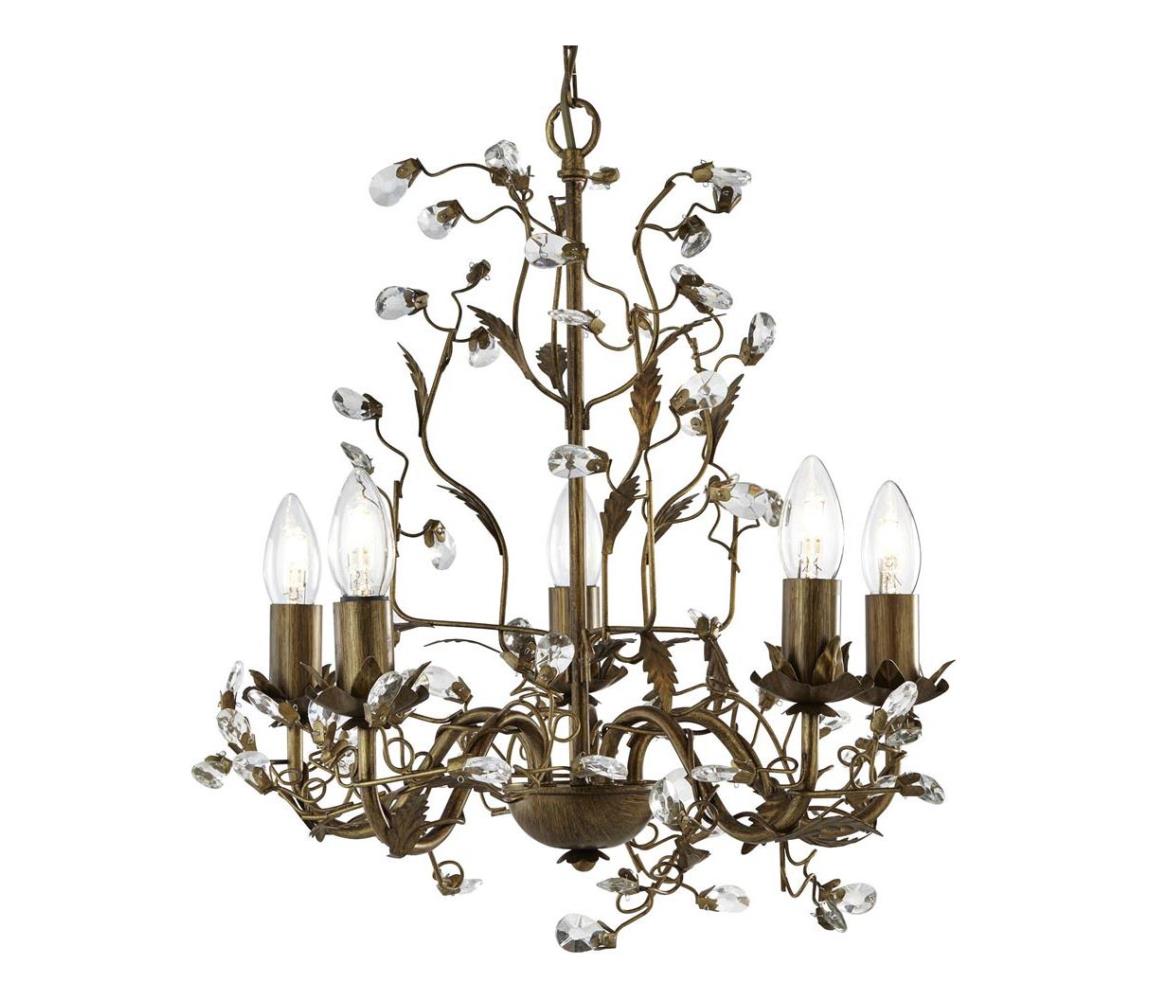 Searchlight 2495-5BR - Lustră de cristal pe tijă ALMANDITE 5x14/40W/230V