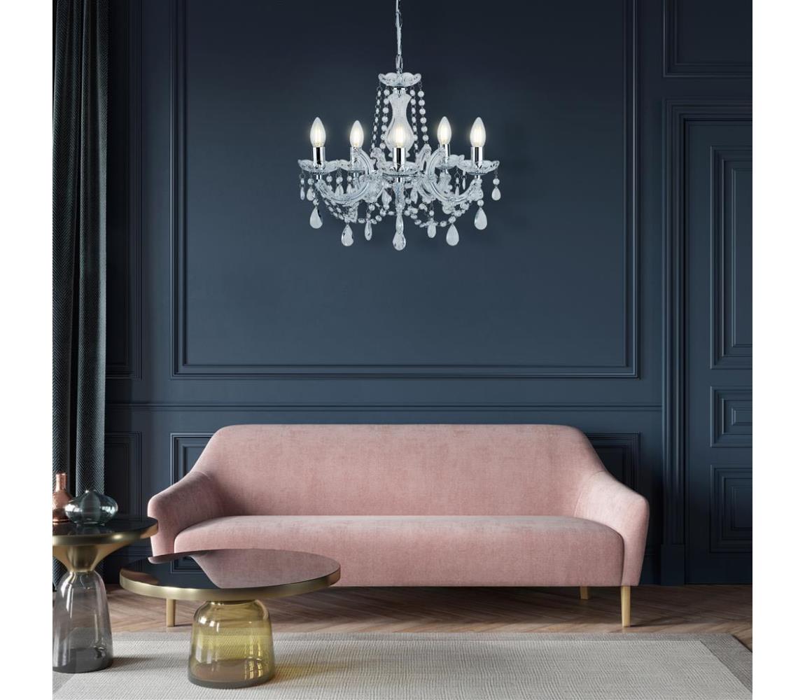 Searchlight 399-5 - Lustră de cristal pe lanț MARIE 5xE14/40W/230V