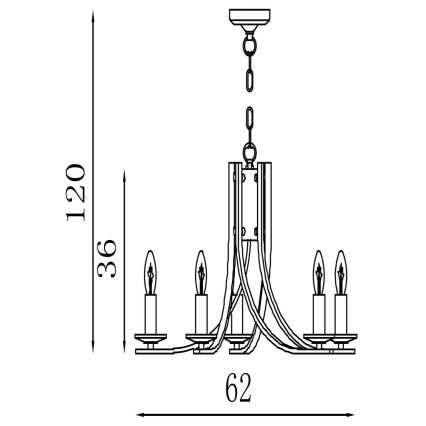 Searchlight - Lustru suspendat pe lanț ASCONA 5xE14/60W/230V