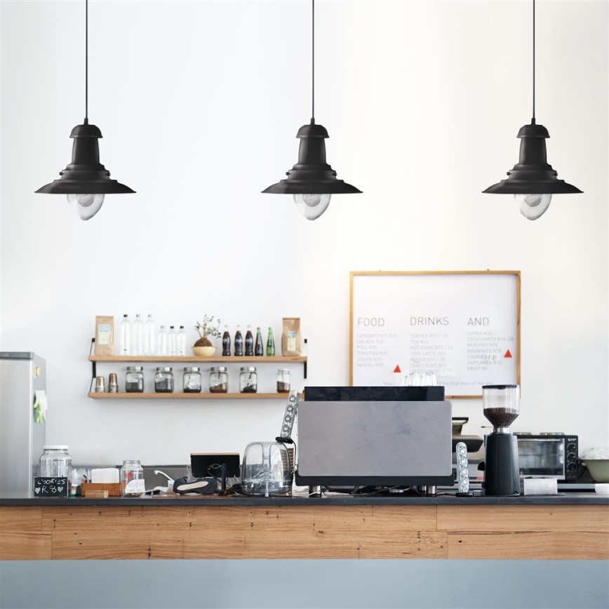 Searchlight - Pendul FISHERMAN pe cablu 1xE27/60W/230V negru