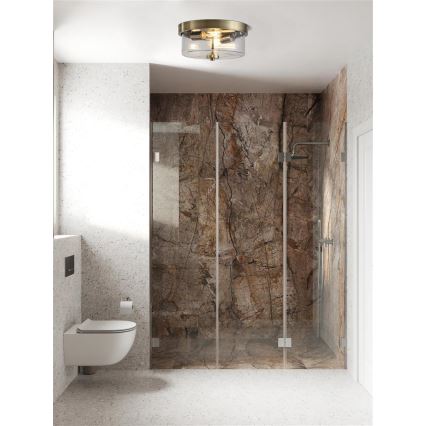 Searchlight - Plafonieră de baie PRESTON, 2x E27/60W/230V, IP44, Ø 33 cm, alamă