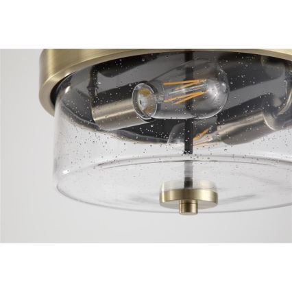 Searchlight - Plafonieră de baie PRESTON, 2x E27/60W/230V, IP44, Ø 33 cm, alamă