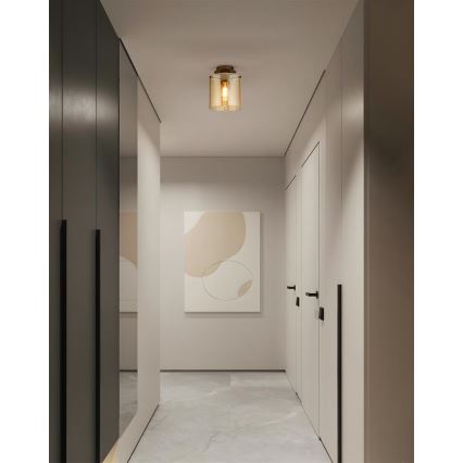 Searchlight - Plafonieră SWEDEN 1xE27/60W/230V Ø 22 cm maro/fumuriu