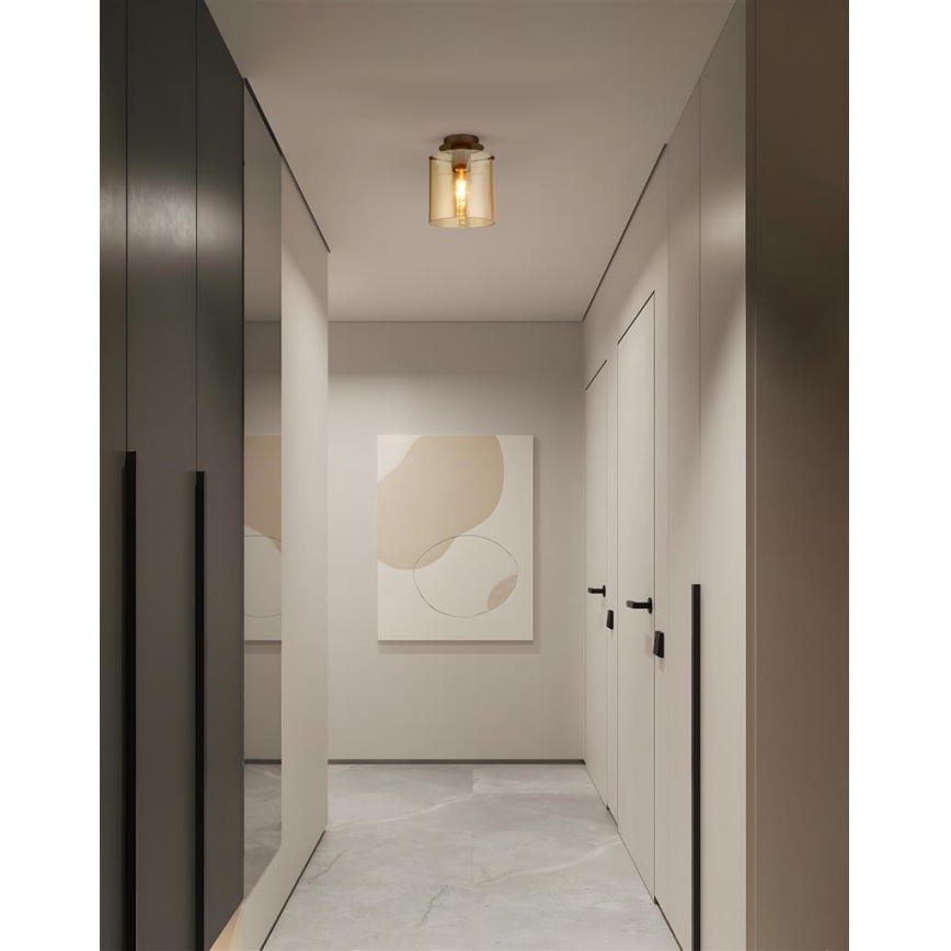 Searchlight - Plafonieră SWEDEN 1xE27/60W/230V Ø 22 cm maro/fumuriu