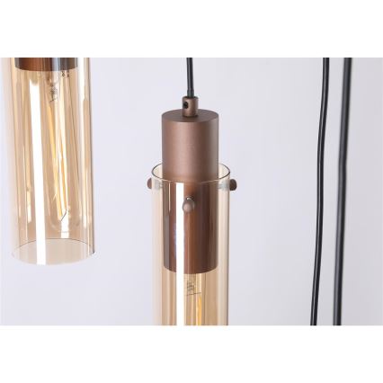 Searchlight - Lustră pe cablu SWEDEN 8xE27/60W/230V maro/fumuriu