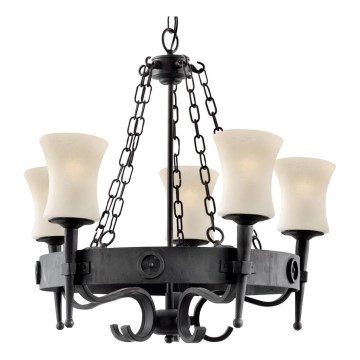 Searchlight - Candelabru cu lanț CARTWHEEL, 5xE27/60W/230V, negru