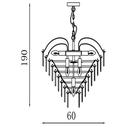 Searchlight - Candelabru pe lanț FEATHER 10xE14/60W/230V