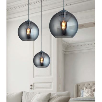 Searchlight - Lustră pe cablu BALL 1xE27/60W/230V negru