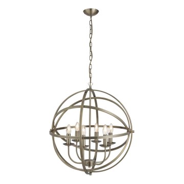 Searchlight ORBIT - candelabru suspendat pe lanț, 6xE14/60W/230V, finisaj alamă