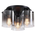 Searchlight - Plafonieră SWEDEN 3xE27/60W/230V Ø 39 cm negru/fumuriu
