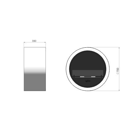 Șemineu BIO de perete d. 70 cm 3kW alb InFire