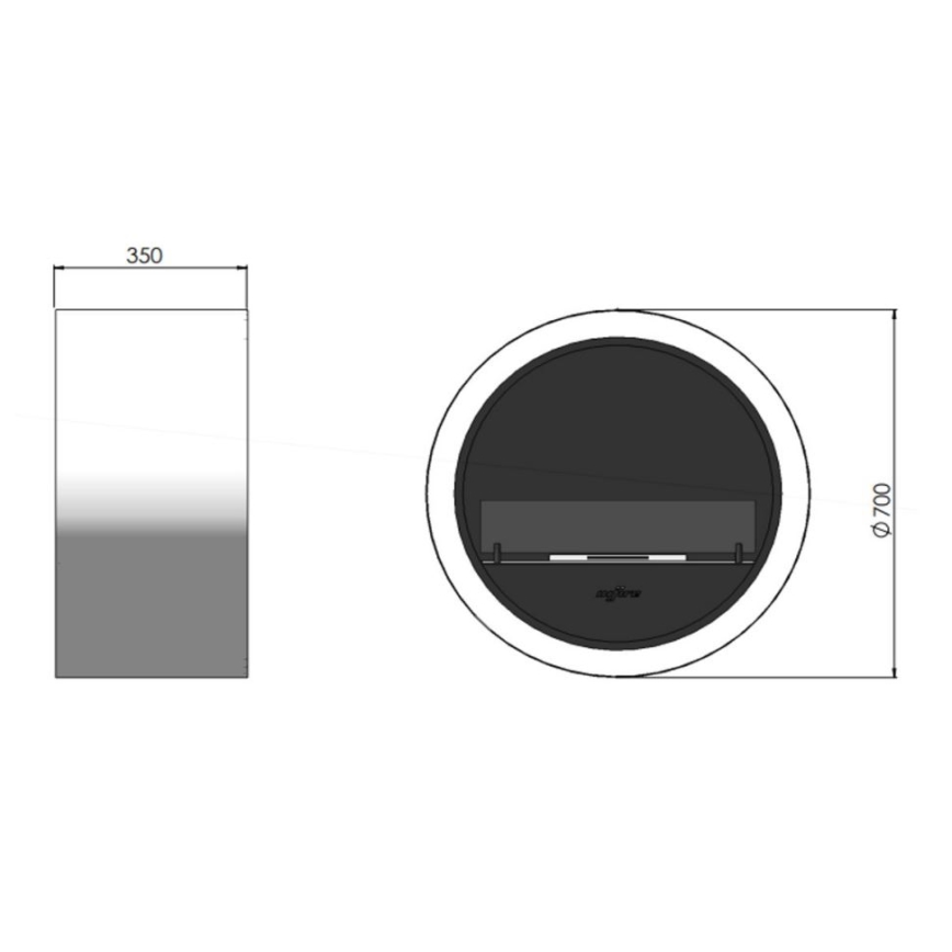 Șemineu BIO suspendat d. 70 cm 3kW negru InFire