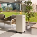 Șemineu de exterior pe gaz Planika 142x36 cm 8kW alb + capac de protecție