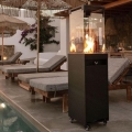 Șemineu de exterior pe gaz Planika 142x36 cm 8kW negru + capac de protecție