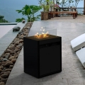 Șemineu de exterior pe gaz Planika 79,7x48 cm 10kW negru + capac de protecție