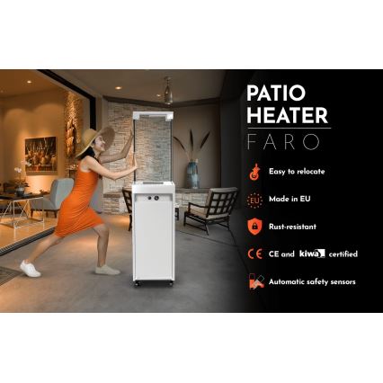 Șemineu de exterior pe gaz Planika 142x36 cm 8kW alb + capac de protecție