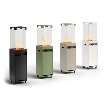 Șemineu de exterior pe gaz Planika 142x36 cm 8kW alb + capac de protecție