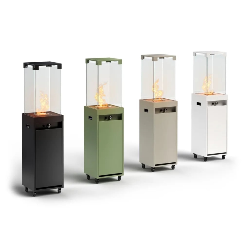 Șemineu de exterior pe gaz Planika 142x36 cm 8kW alb + capac de protecție