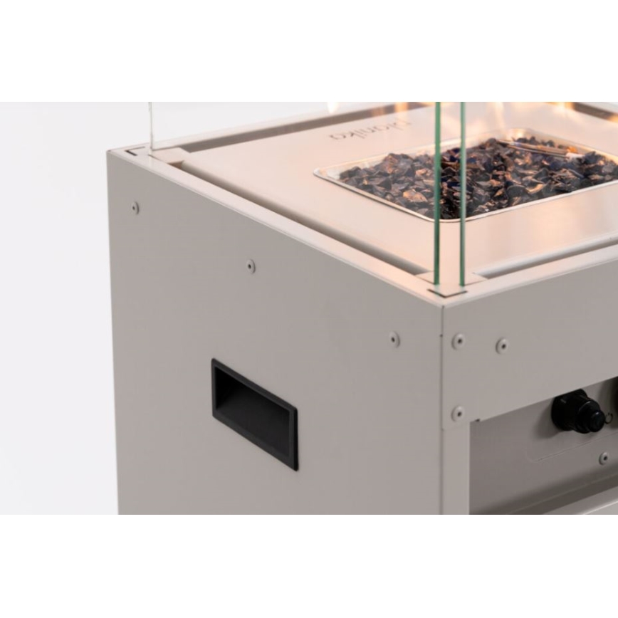 Șemineu de exterior pe gaz Planika 142x36 cm 8kW alb + capac de protecție