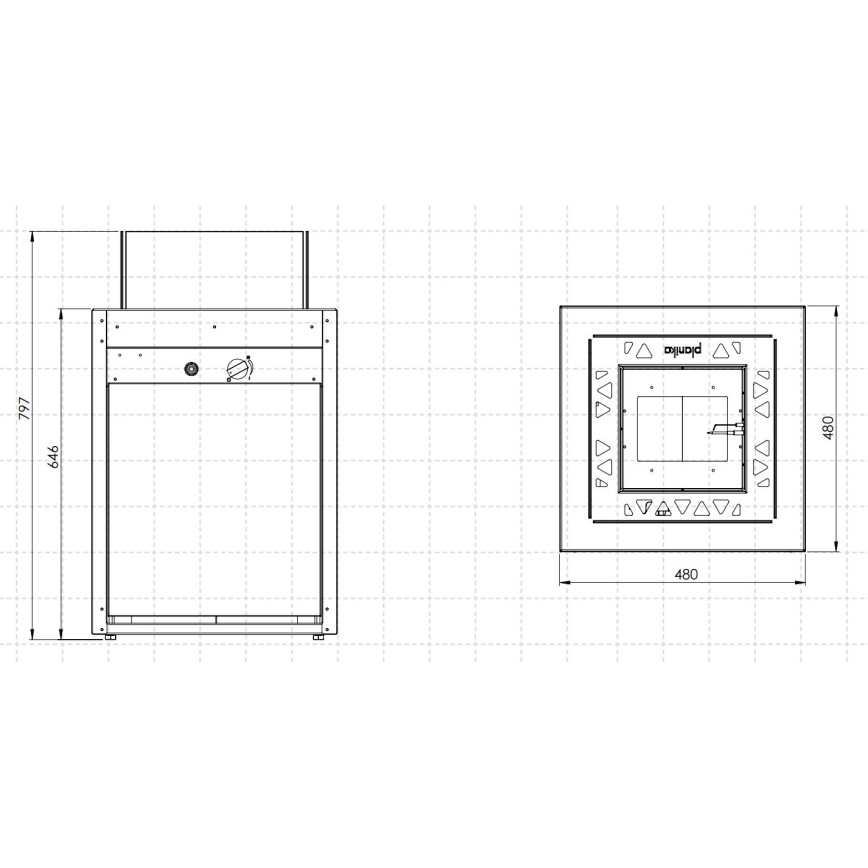Șemineu de exterior pe gaz Planika 79,7x48 cm 10kW negru + capac de protecție