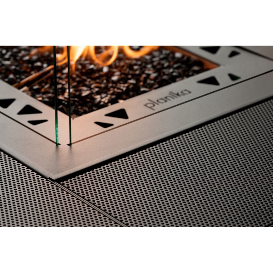 Șemineu de exterior pe gaz Planika 79,7x90 cm 10kW negru + capac de protecție