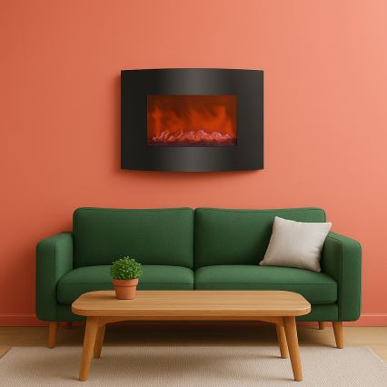 Șemineu electric LED cu încălzire LED/2000W/230V + telecomandă